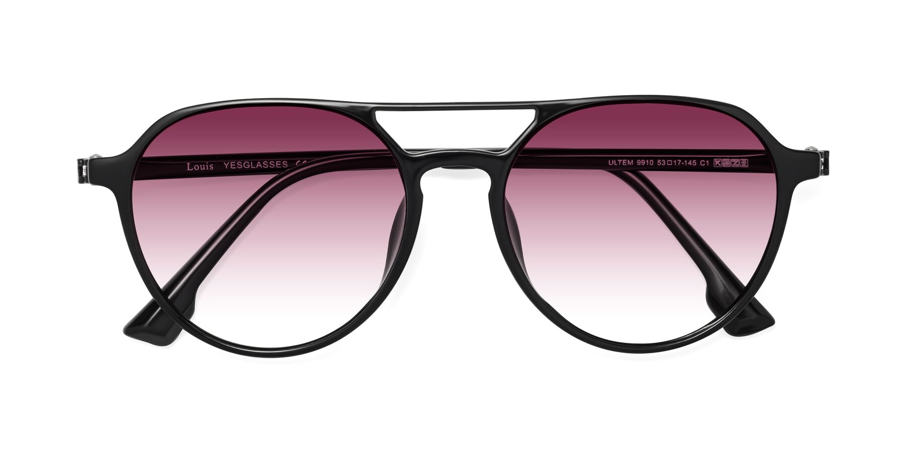 Folded Front of Louis in Black with Wine Gradient Lenses