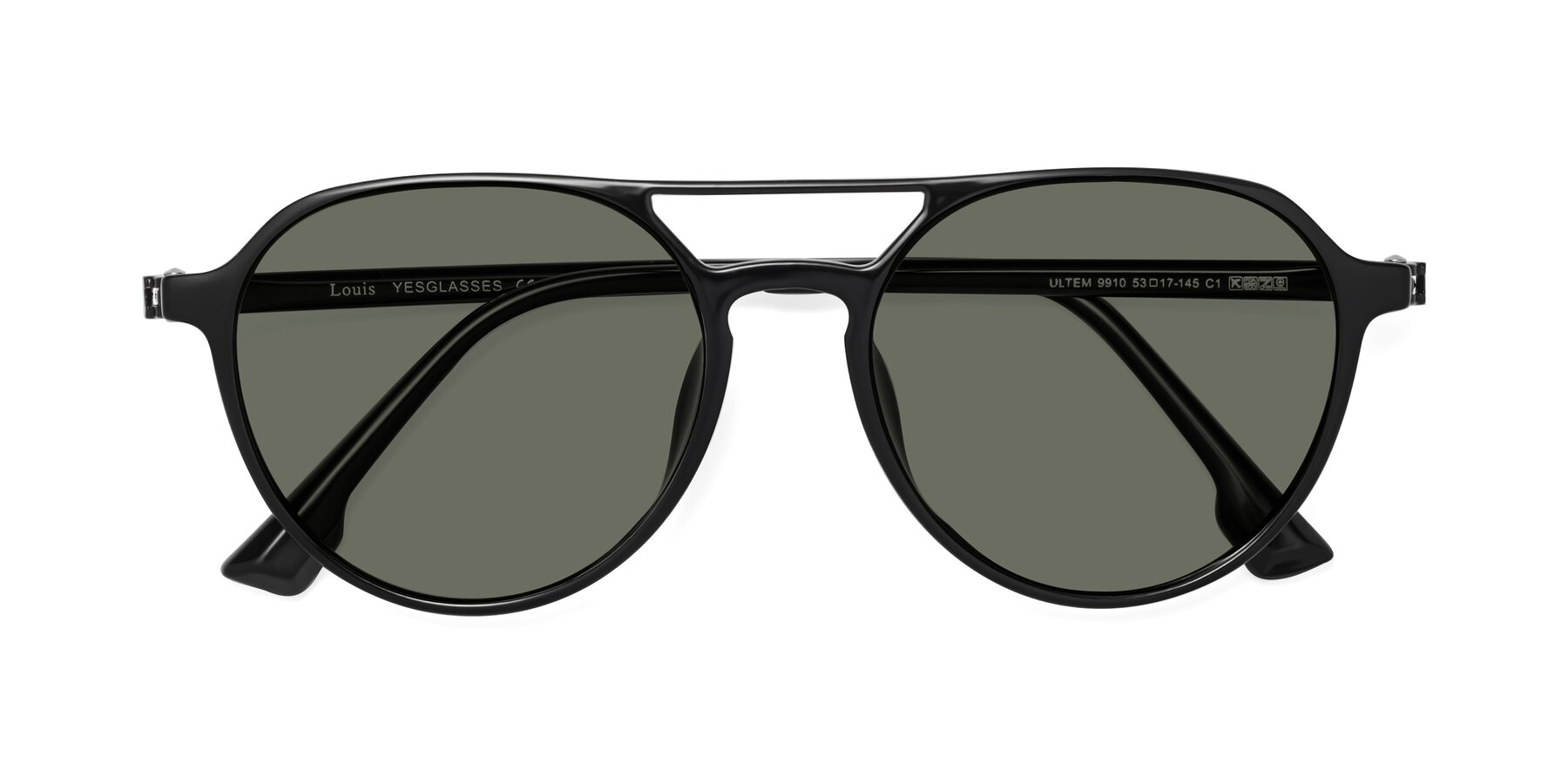 Folded Front of Louis in Black with Gray Polarized Lenses