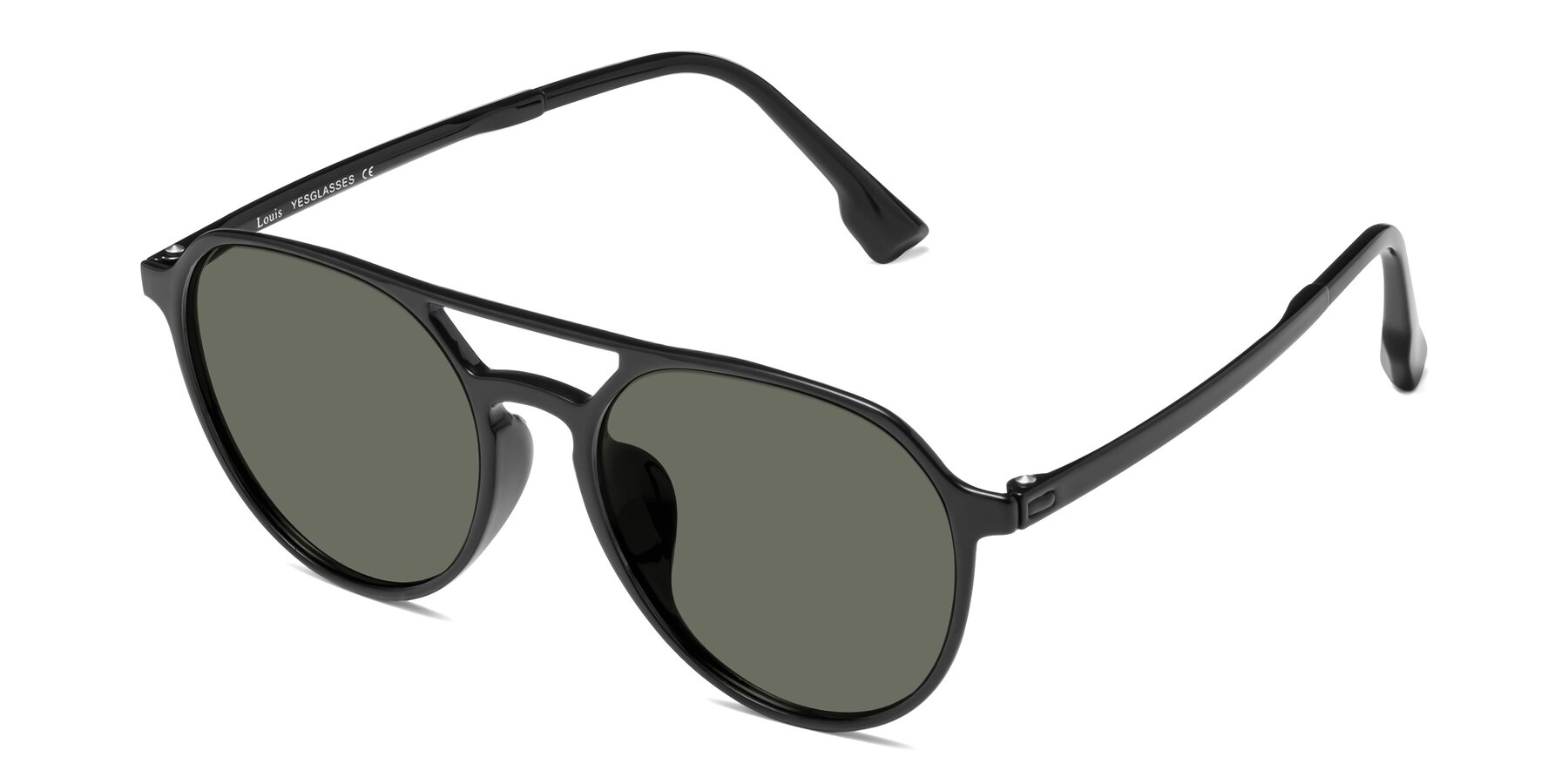 Angle of Louis in Black with Gray Polarized Lenses