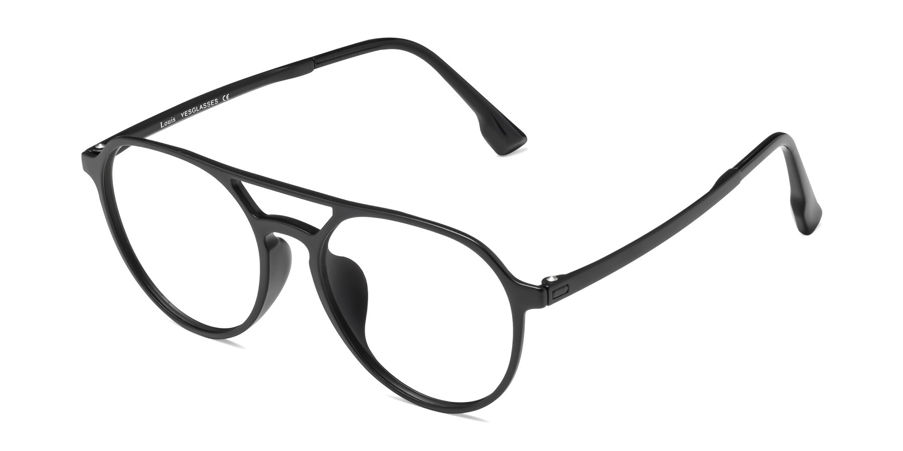 Angle of Louis in Matte Black with Clear Eyeglass Lenses
