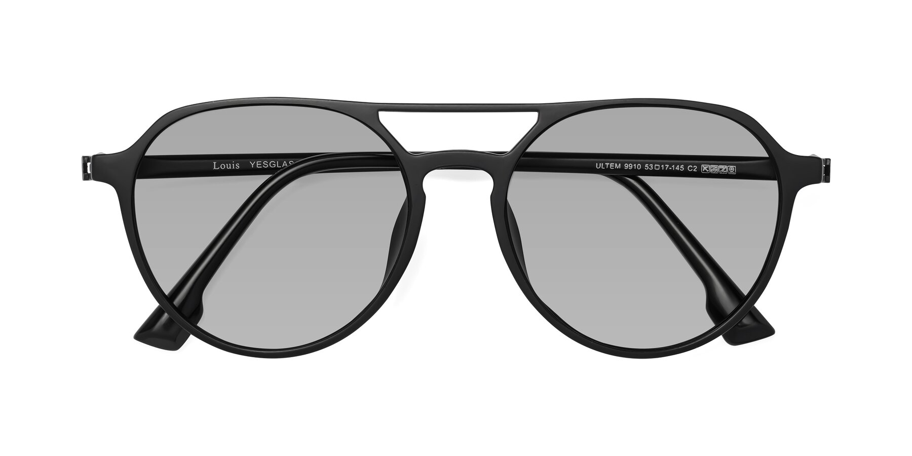 Folded Front of Louis in Matte Black with Light Gray Tinted Lenses
