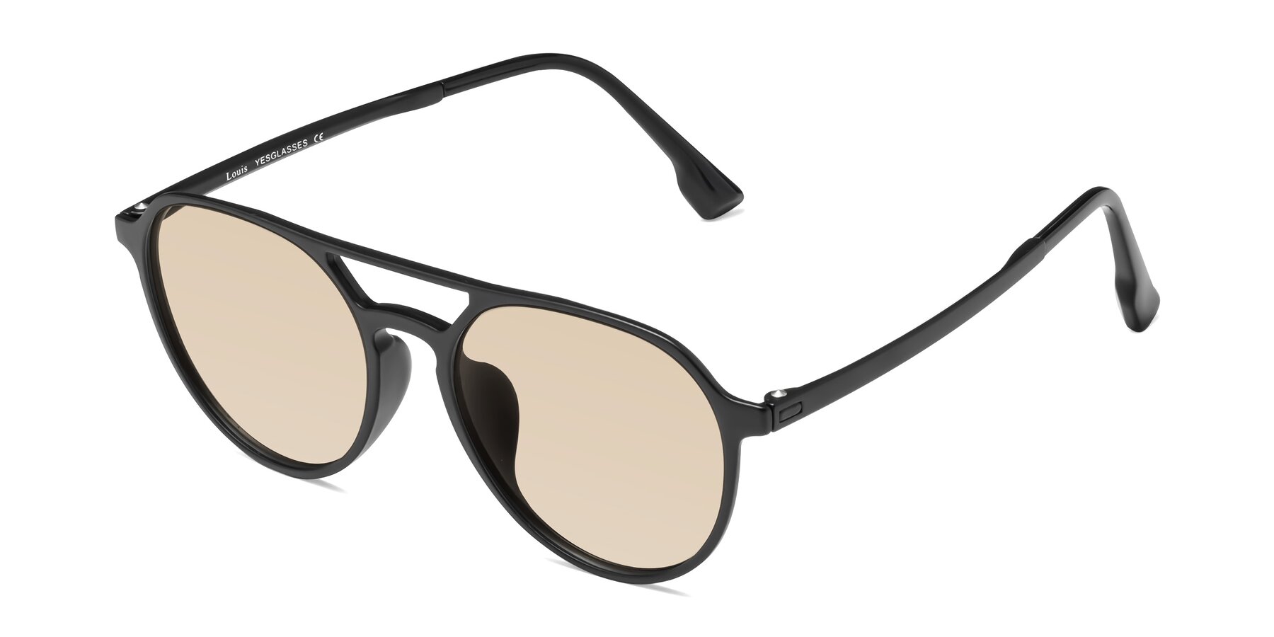 Angle of Louis in Matte Black with Light Brown Tinted Lenses