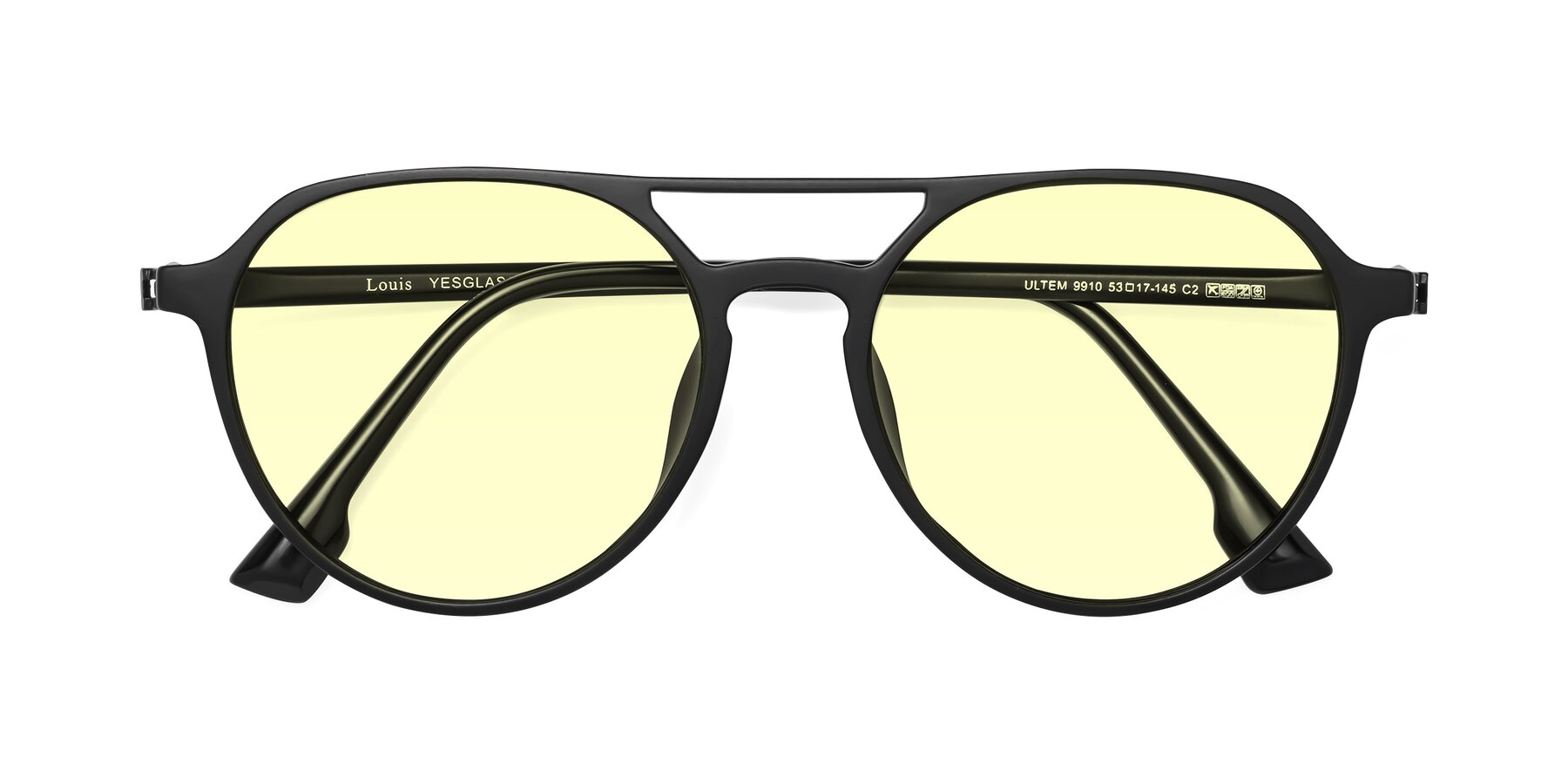 Folded Front of Louis in Matte Black with Light Yellow Tinted Lenses