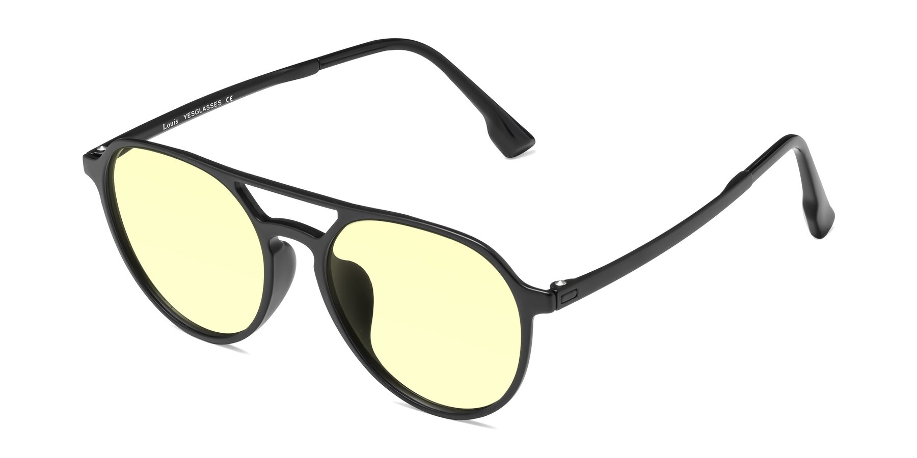 Angle of Louis in Matte Black with Light Yellow Tinted Lenses