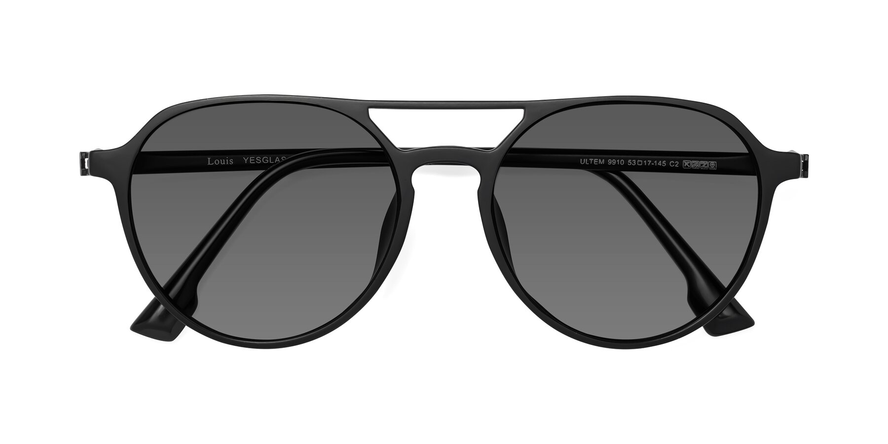 Folded Front of Louis in Matte Black with Medium Gray Tinted Lenses