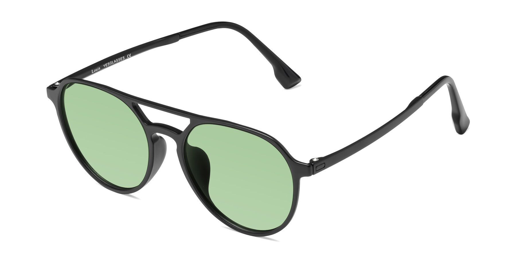 Angle of Louis in Matte Black with Medium Green Tinted Lenses