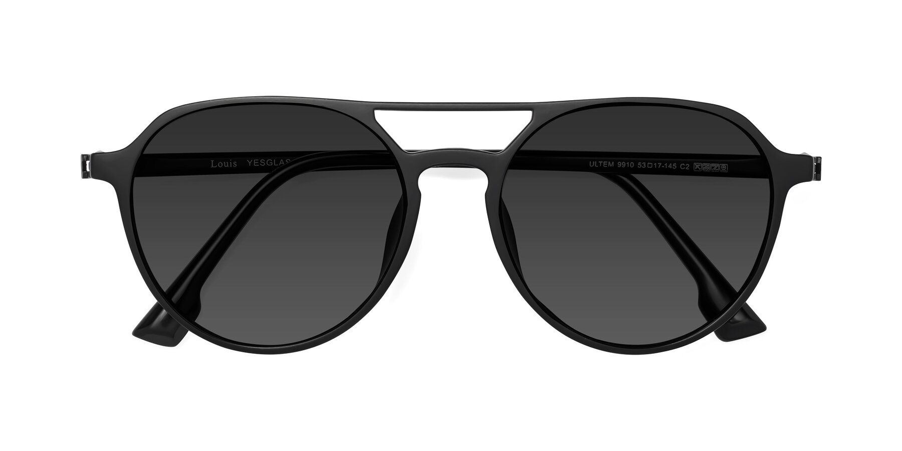 Folded Front of Louis in Matte Black with Gray Tinted Lenses