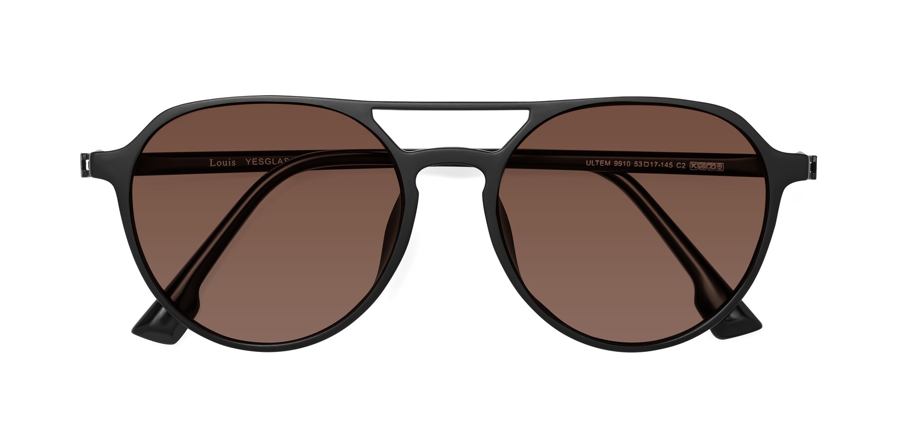 Folded Front of Louis in Matte Black with Brown Tinted Lenses