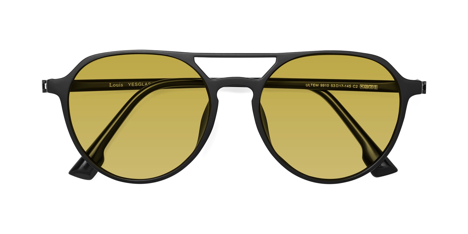 Folded Front of Louis in Matte Black with Champagne Tinted Lenses