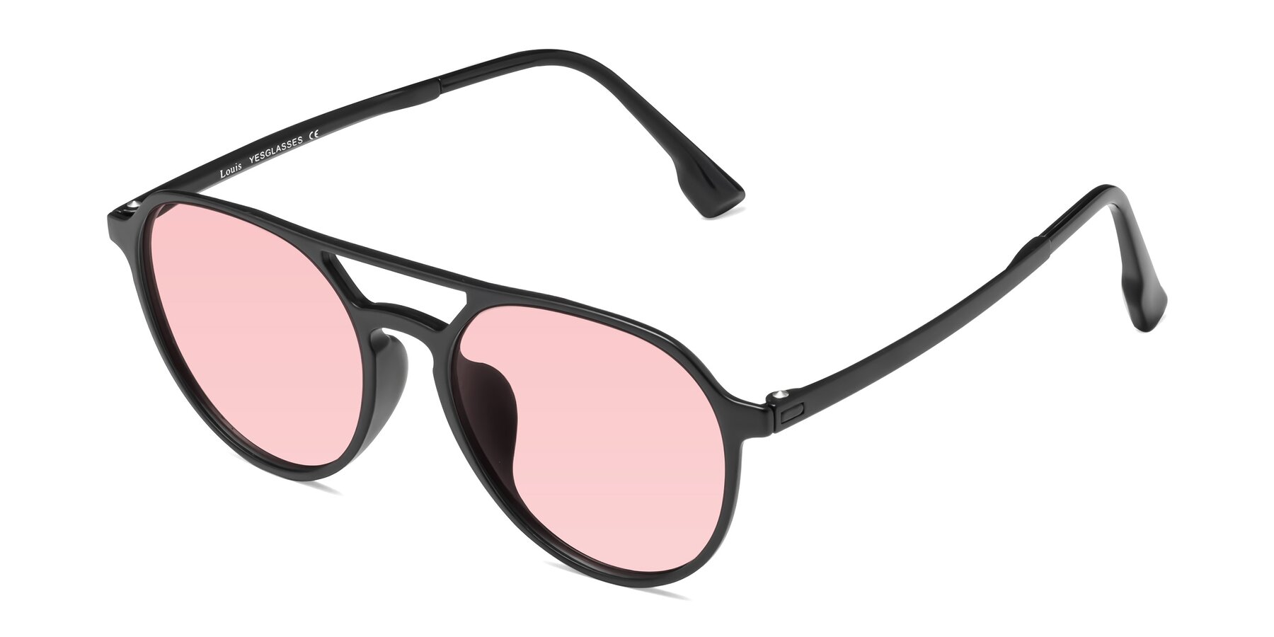 Angle of Louis in Matte Black with Light Garnet Tinted Lenses