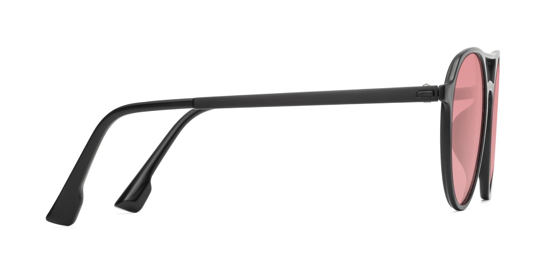 Side of Louis in Matte Black with Medium Garnet Tinted Lenses