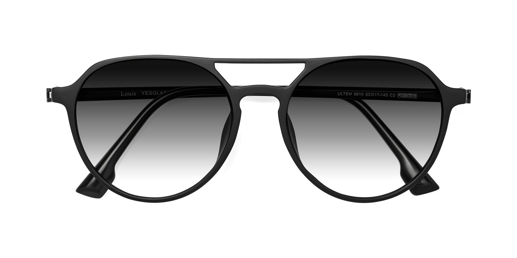 Folded Front of Louis in Matte Black with Gray Gradient Lenses