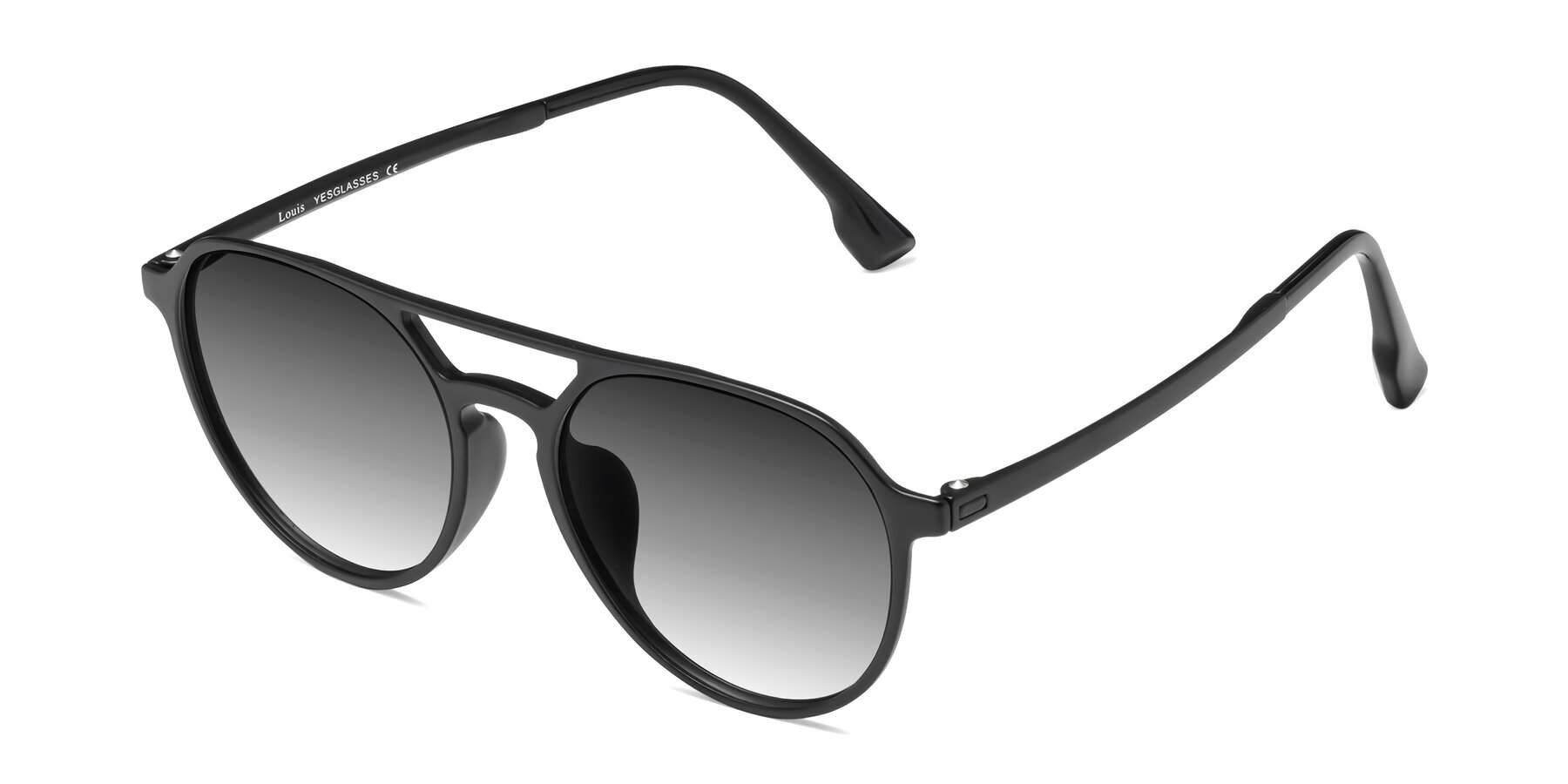 Angle of Louis in Matte Black with Gray Gradient Lenses