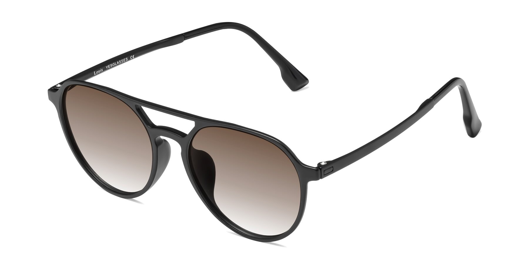 Angle of Louis in Matte Black with Brown Gradient Lenses