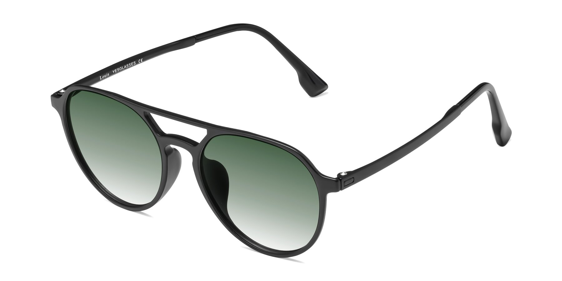 Angle of Louis in Matte Black with Green Gradient Lenses