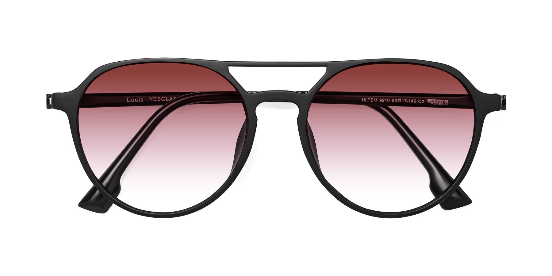 Folded Front of Louis in Matte Black with Garnet Gradient Lenses