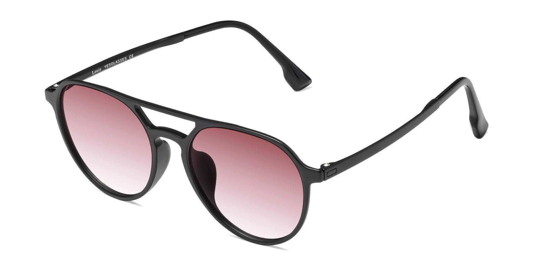 Angle of Louis in Matte Black with Garnet Gradient Lenses