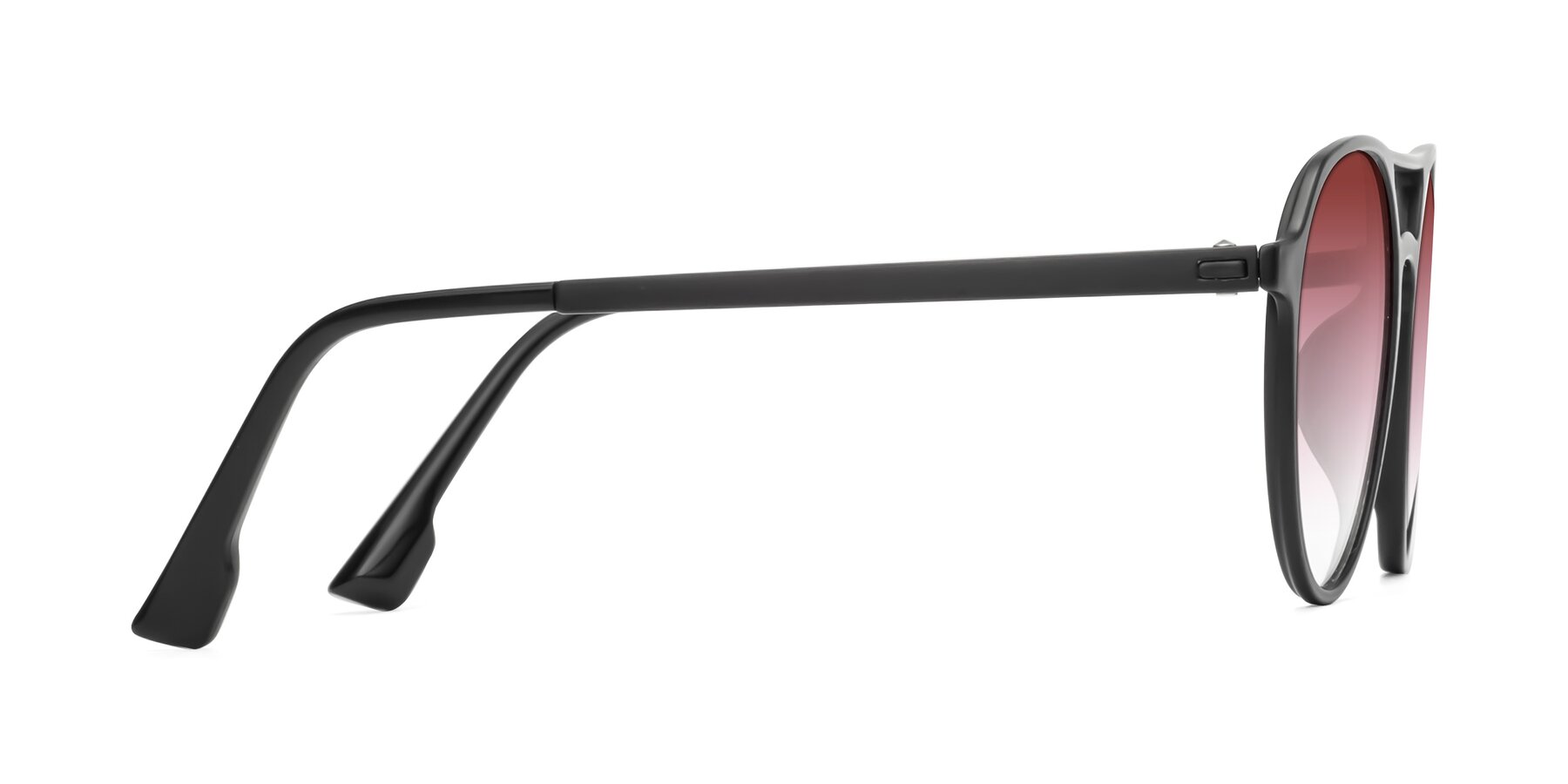 Side of Louis in Matte Black with Garnet Gradient Lenses