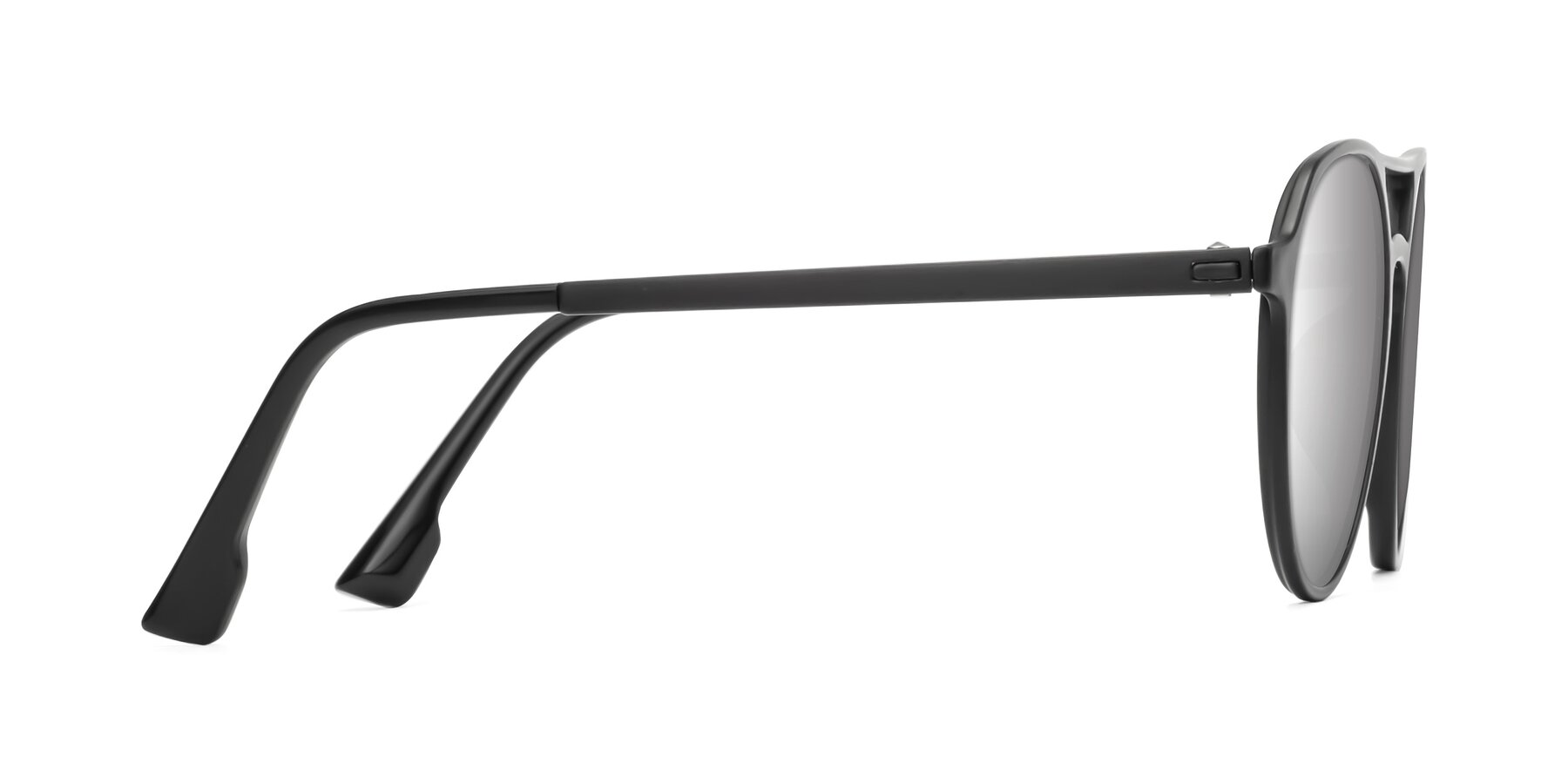 Side of Louis in Matte Black with Silver Mirrored Lenses