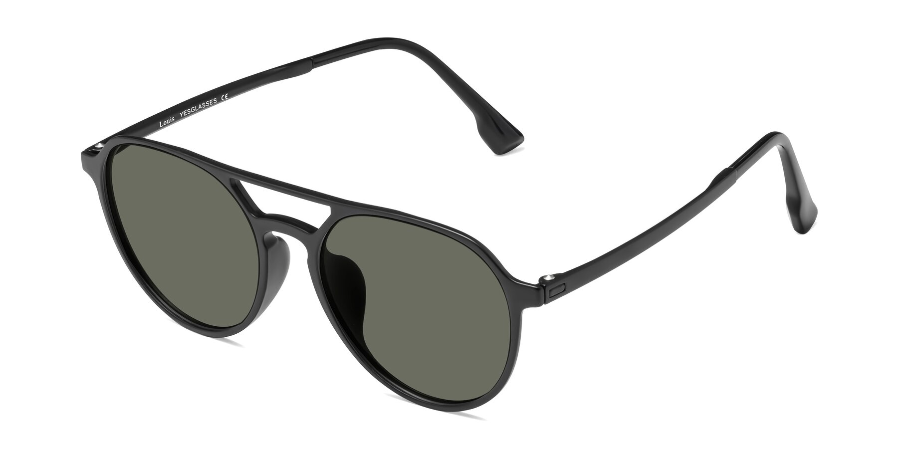 Angle of Louis in Matte Black with Gray Polarized Lenses