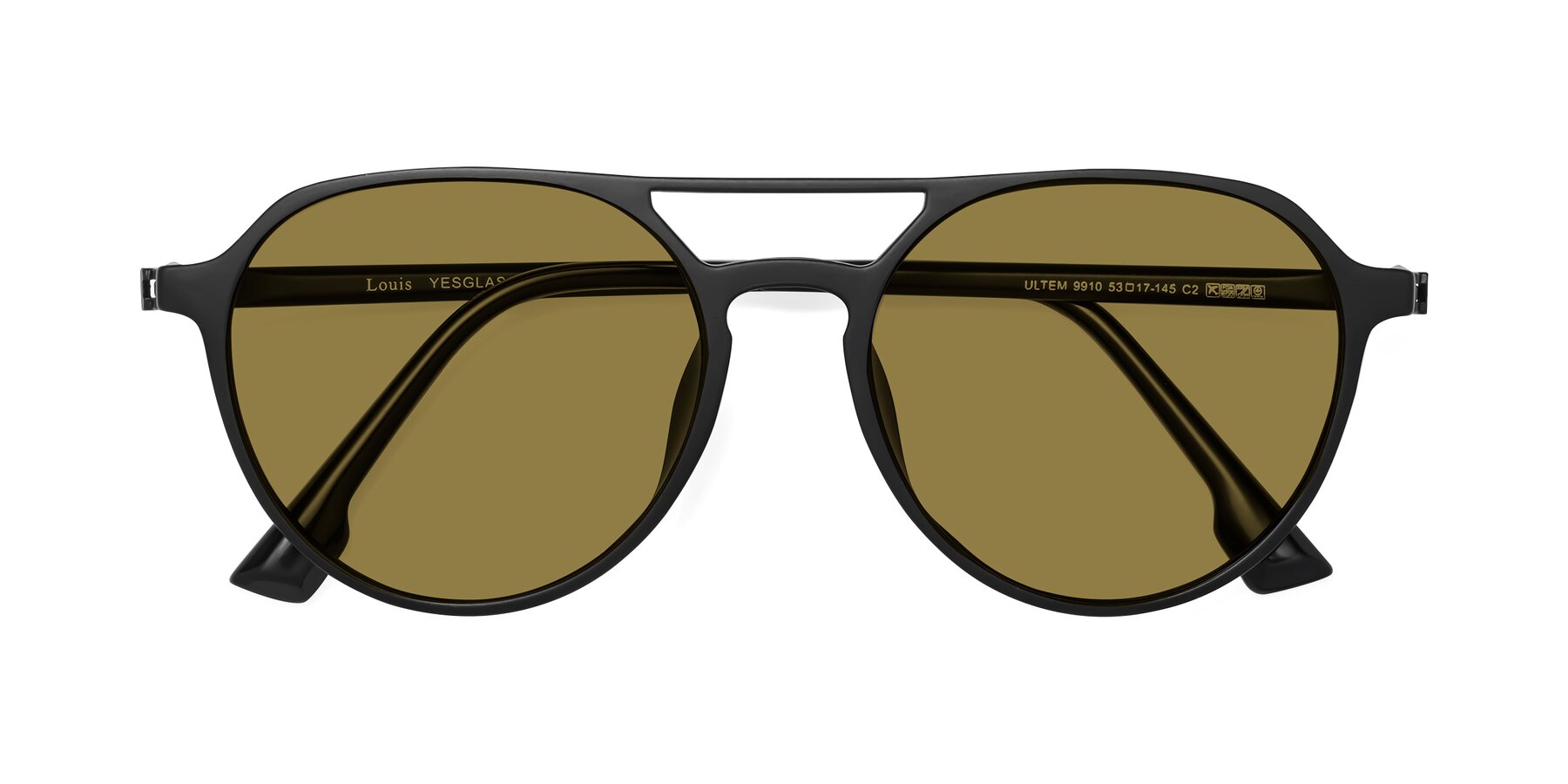 Folded Front of Louis in Matte Black with Brown Polarized Lenses