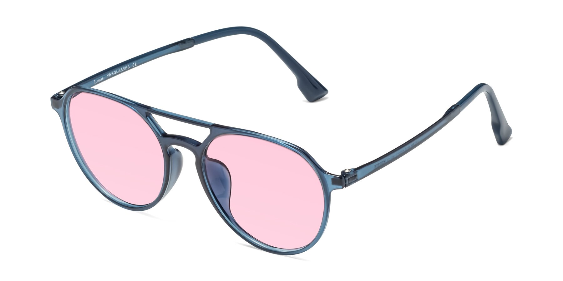 Angle of Louis in Blue with Light Pink Tinted Lenses