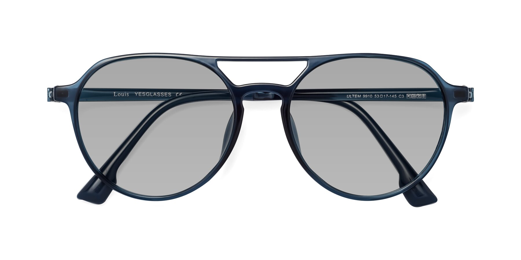 Folded Front of Louis in Blue with Light Gray Tinted Lenses