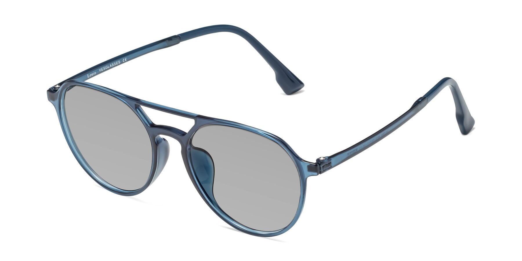 Angle of Louis in Blue with Light Gray Tinted Lenses