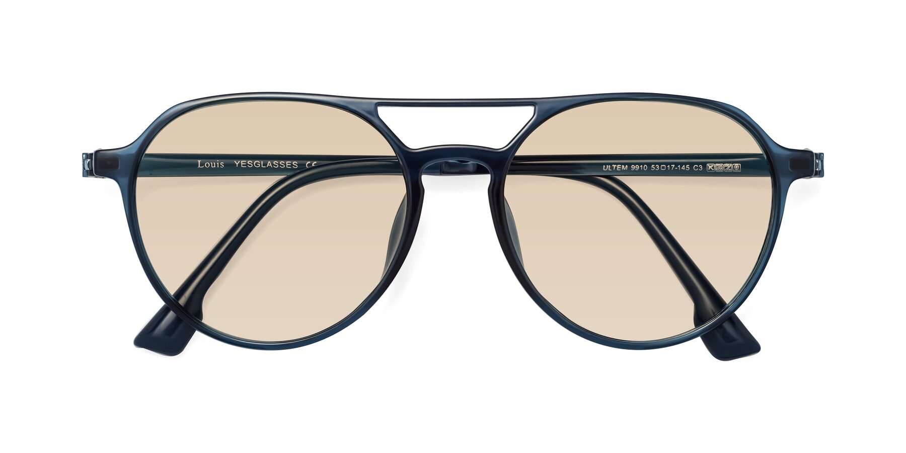 Folded Front of Louis in Blue with Light Brown Tinted Lenses
