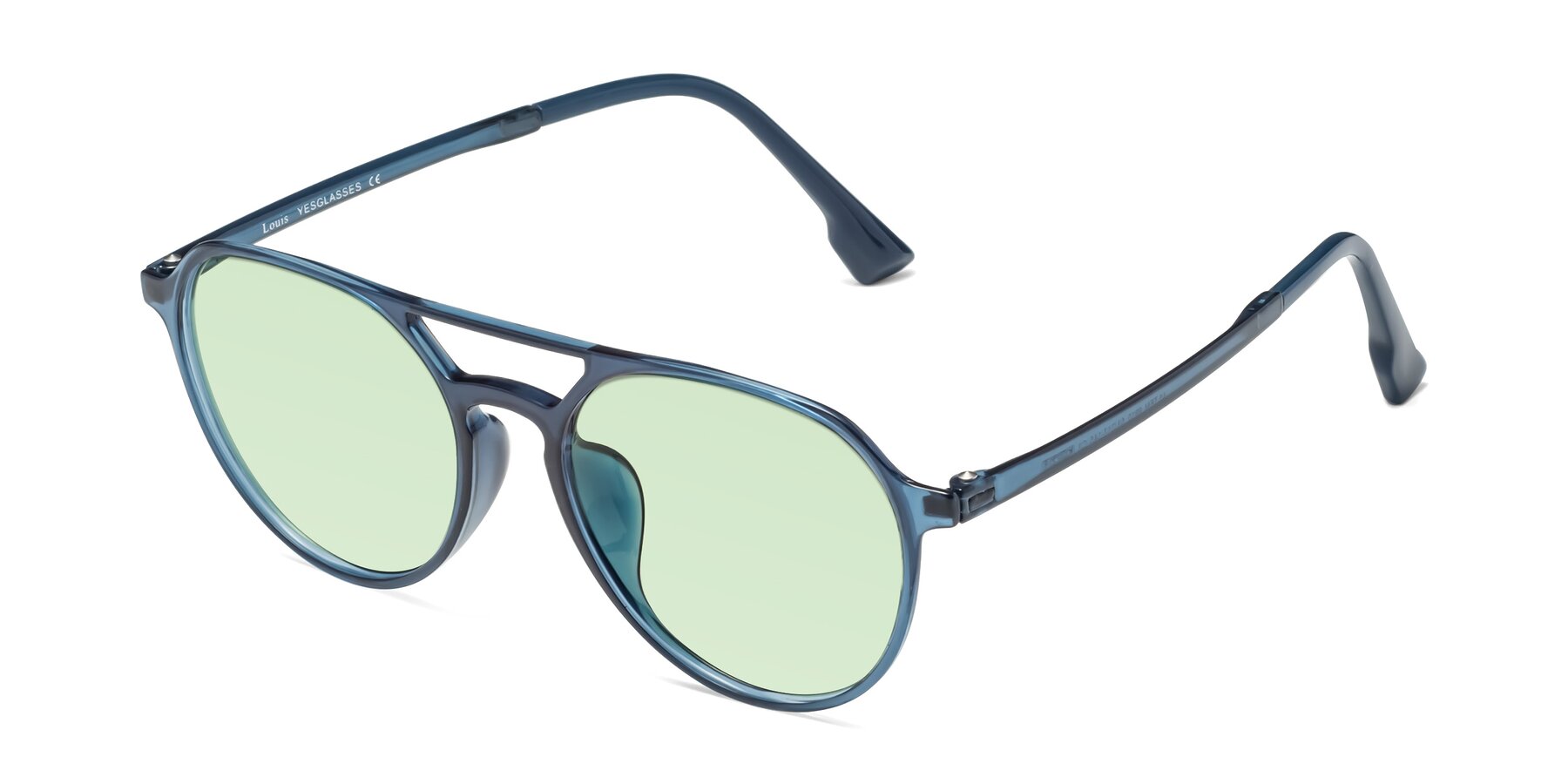 Angle of Louis in Blue with Light Green Tinted Lenses
