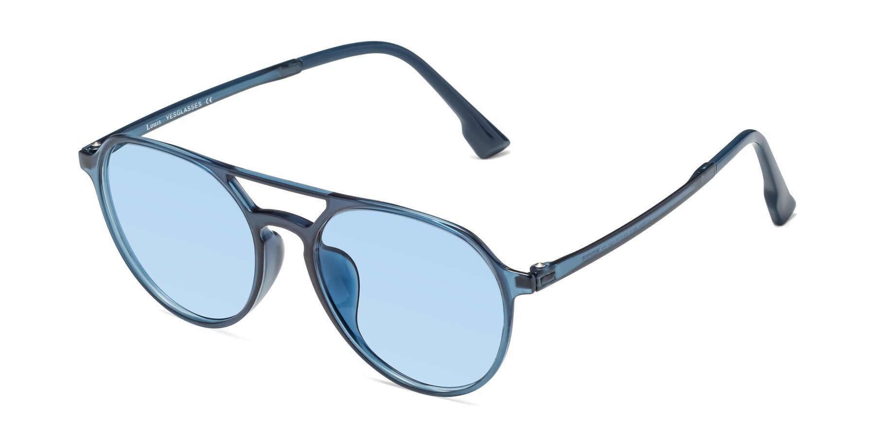 Angle of Louis in Blue with Light Blue Tinted Lenses