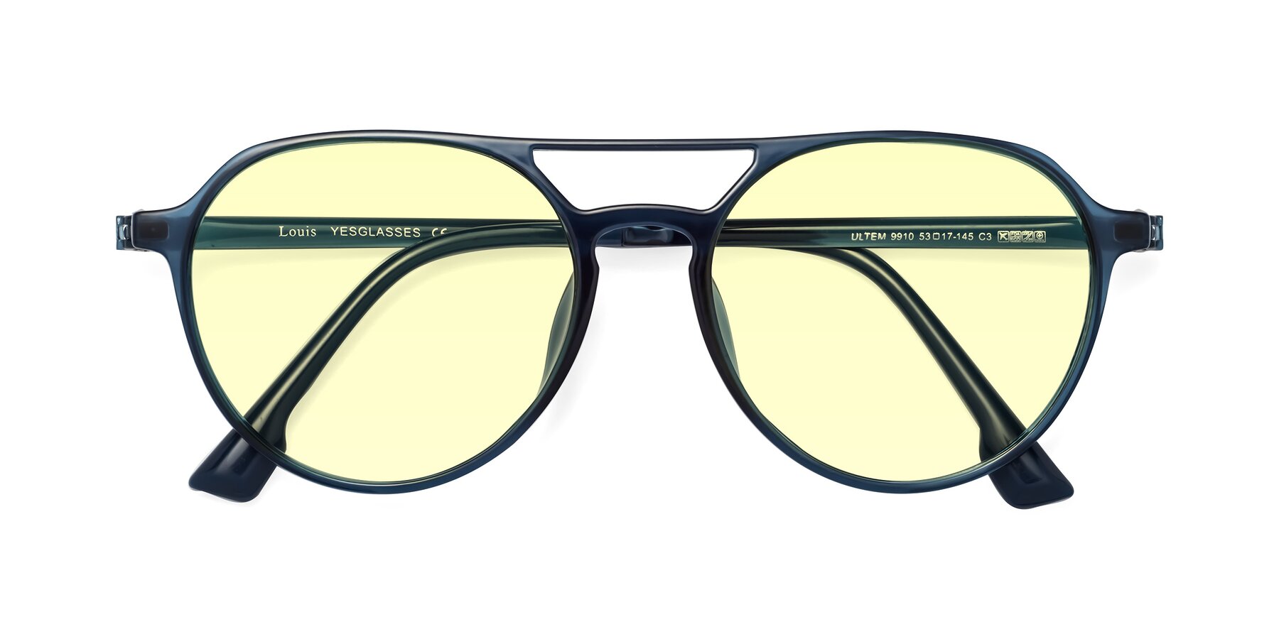 Folded Front of Louis in Blue with Light Yellow Tinted Lenses