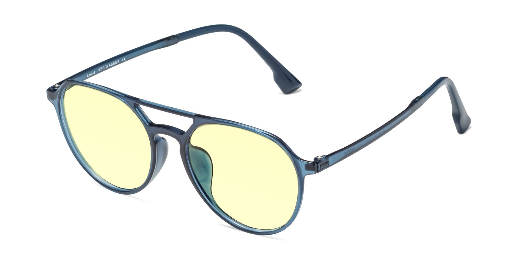 Angle of Louis in Blue with Light Yellow Tinted Lenses
