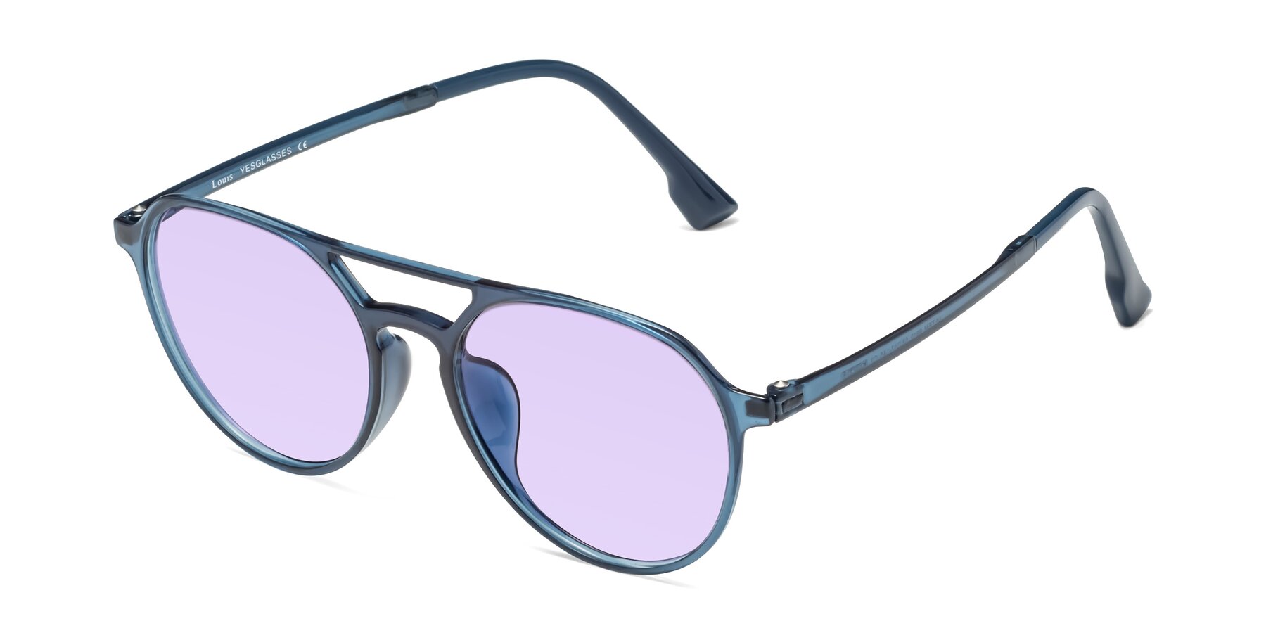 Angle of Louis in Blue with Light Purple Tinted Lenses