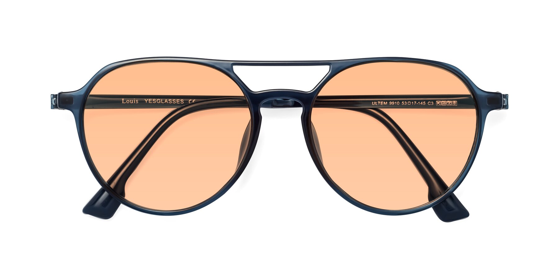 Folded Front of Louis in Blue with Light Orange Tinted Lenses