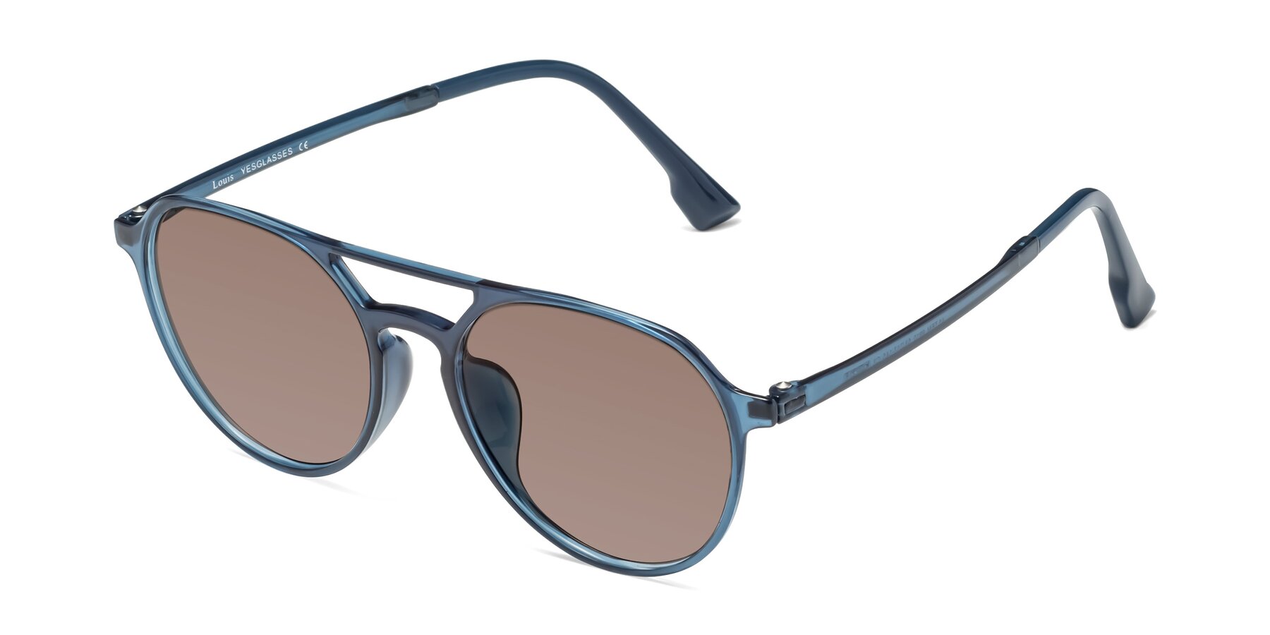 Angle of Louis in Blue with Medium Brown Tinted Lenses