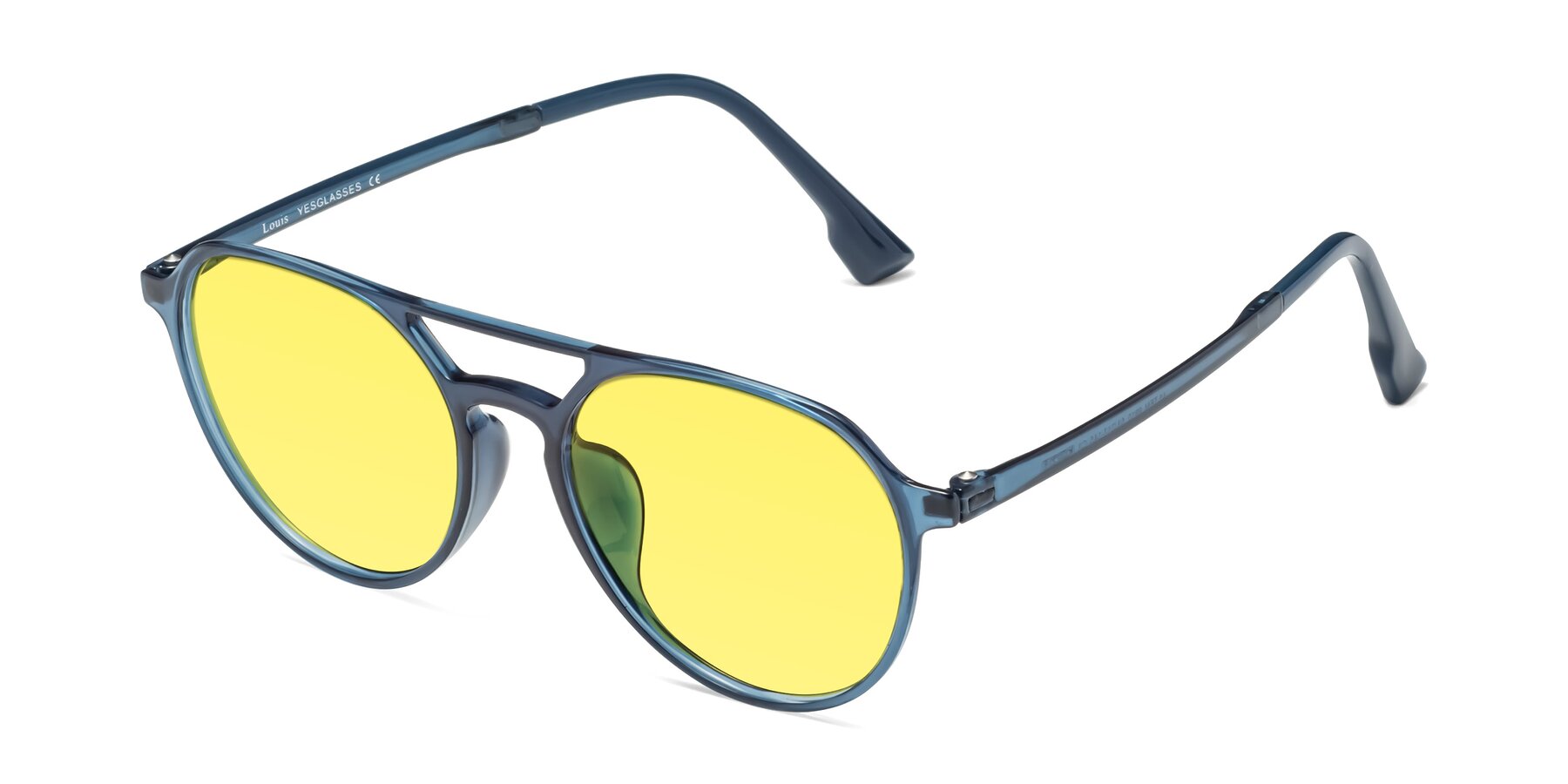 Angle of Louis in Blue with Medium Yellow Tinted Lenses