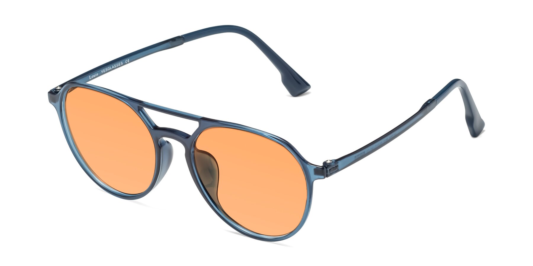 Angle of Louis in Blue with Medium Orange Tinted Lenses