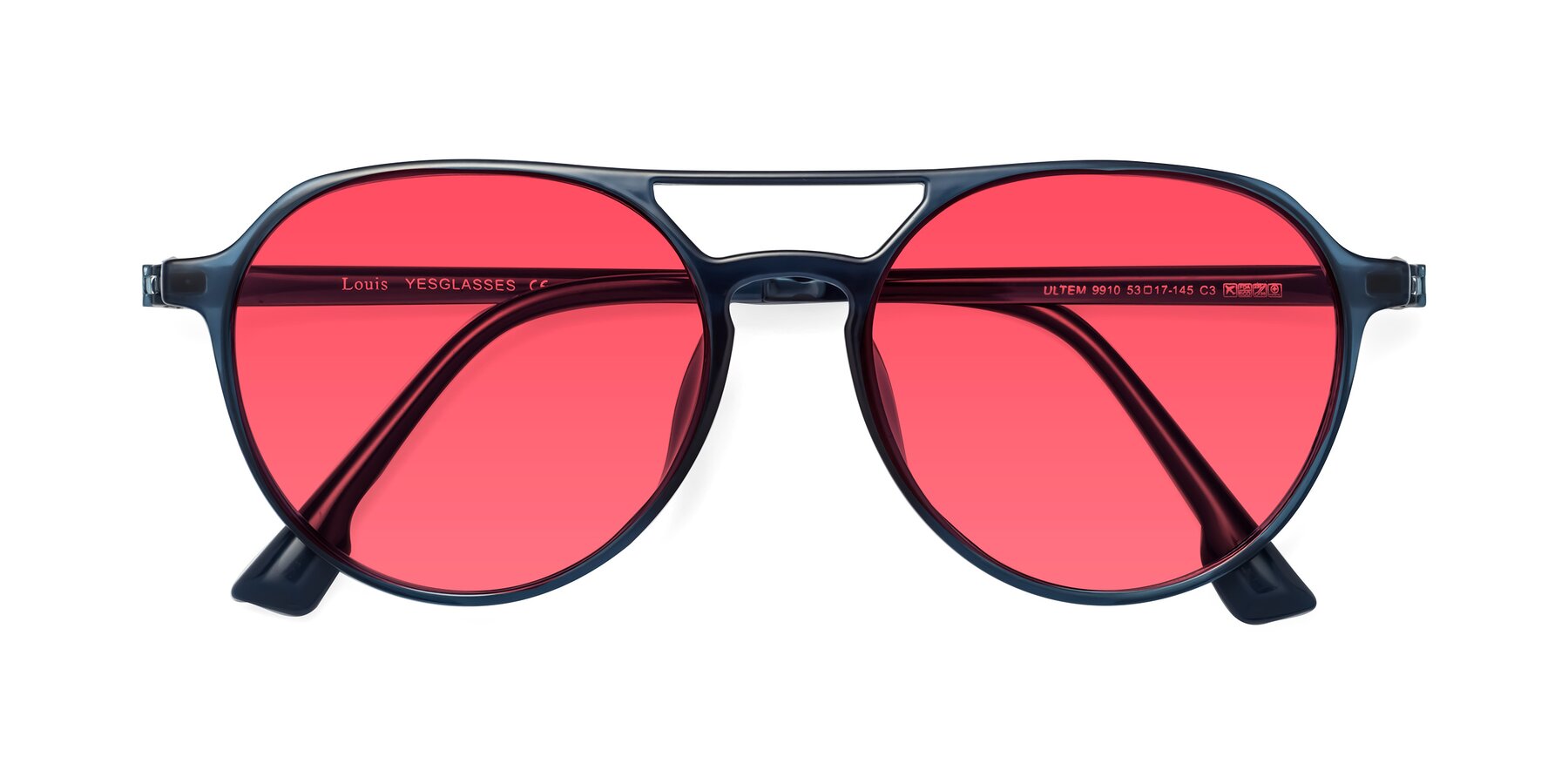 Folded Front of Louis in Blue with Red Tinted Lenses