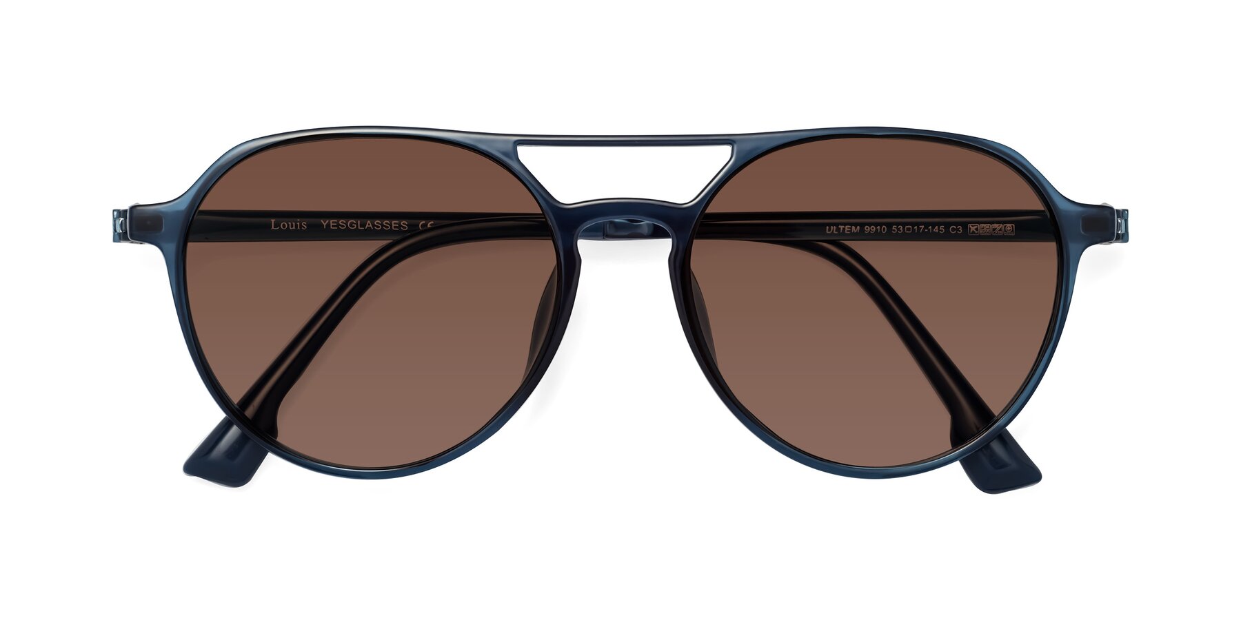 Folded Front of Louis in Blue with Brown Tinted Lenses