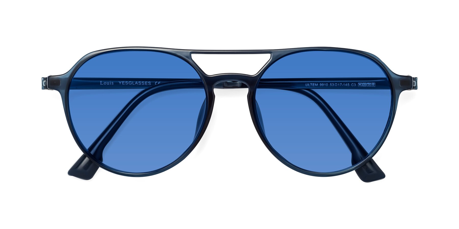 Folded Front of Louis in Blue with Blue Tinted Lenses