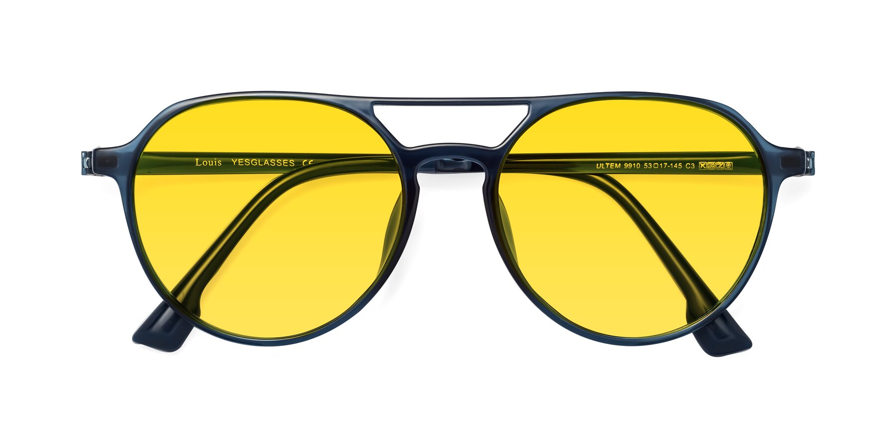 Folded Front of Louis in Blue with Yellow Tinted Lenses