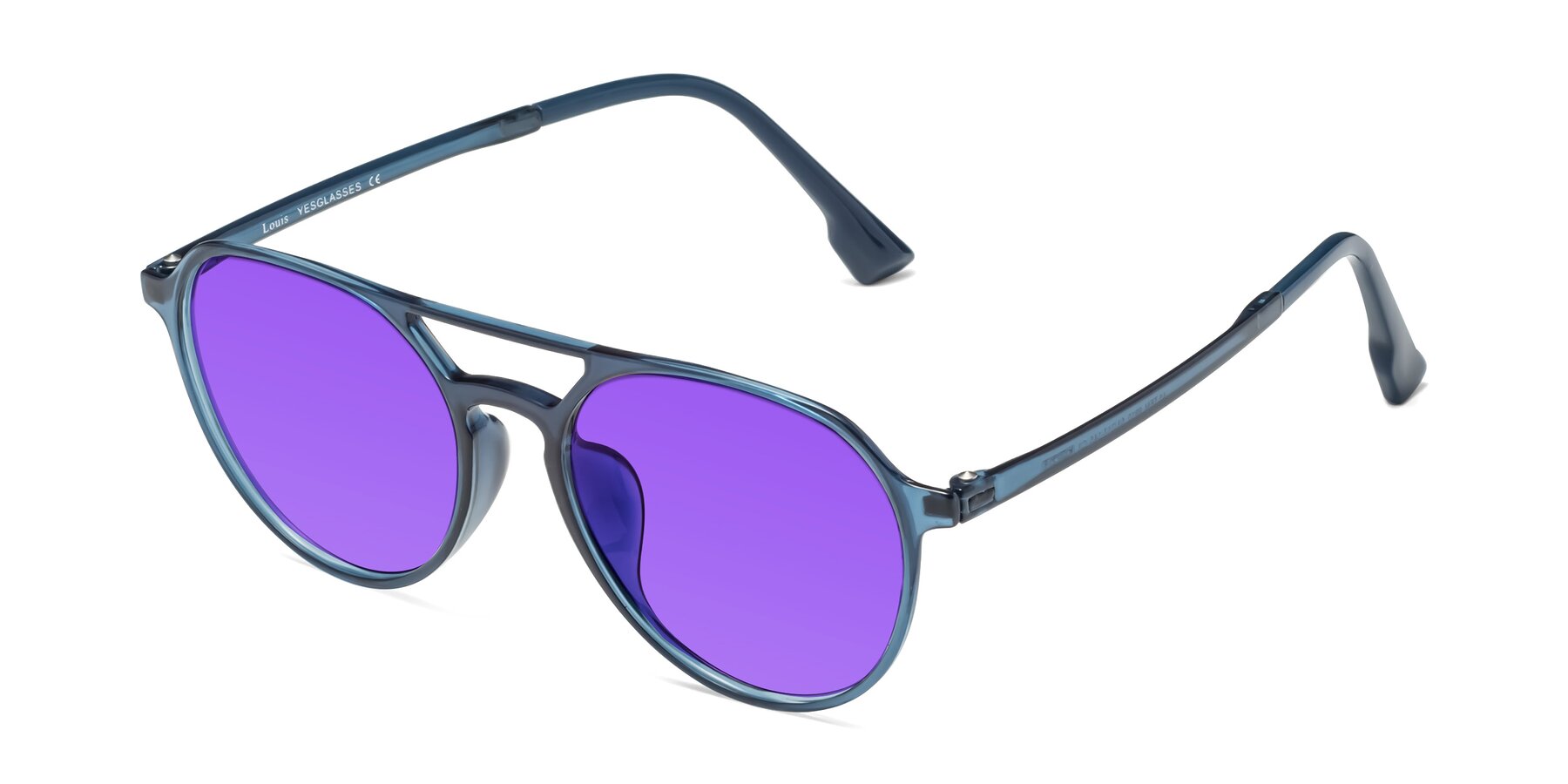 Angle of Louis in Blue with Purple Tinted Lenses