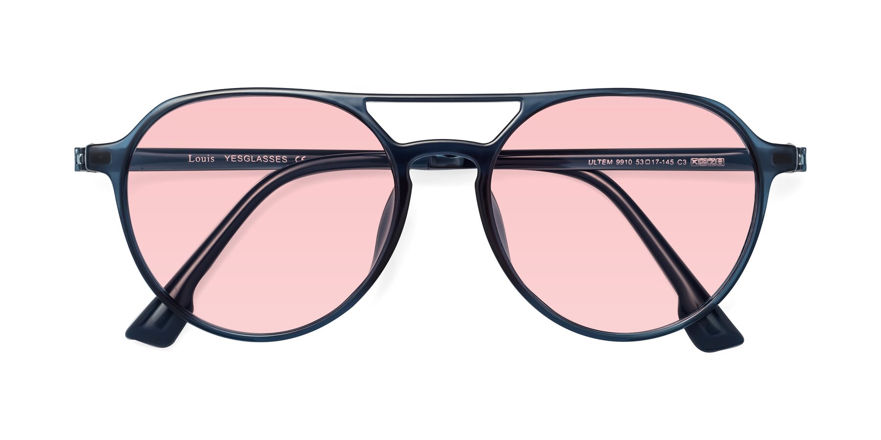 Folded Front of Louis in Blue with Light Garnet Tinted Lenses