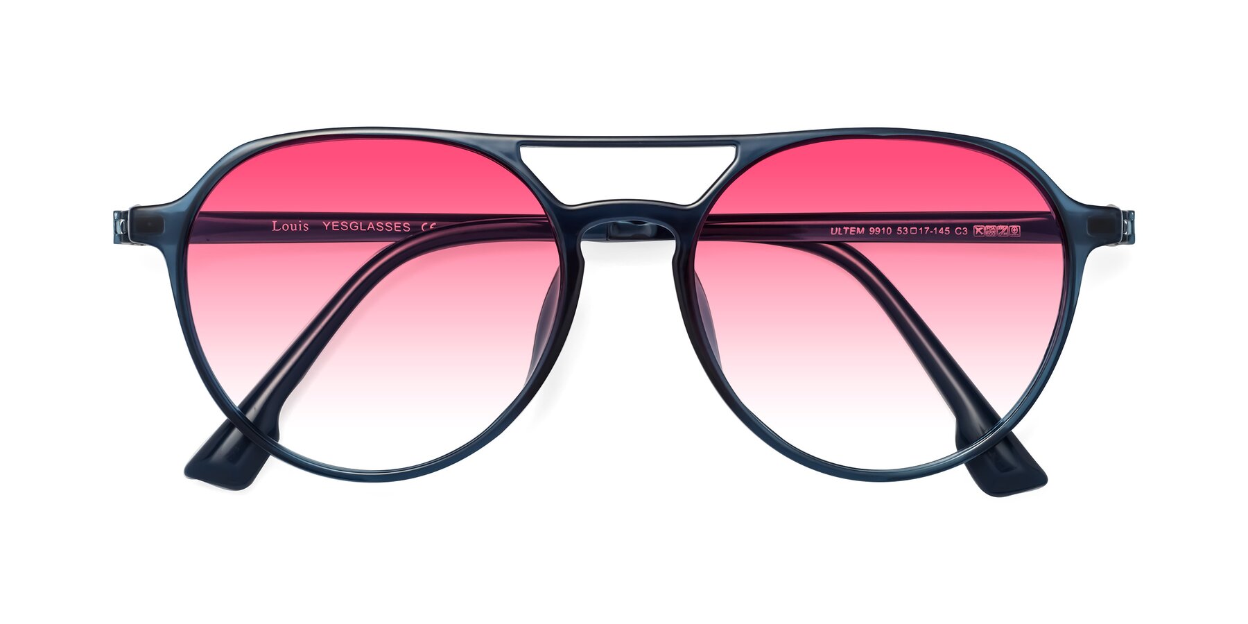 Folded Front of Louis in Blue with Pink Gradient Lenses