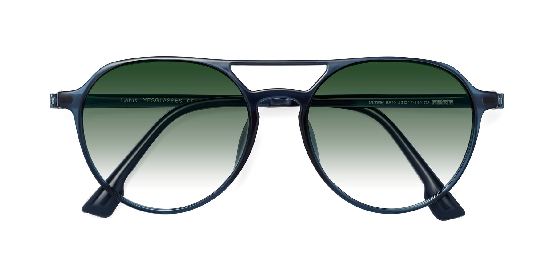 Folded Front of Louis in Blue with Green Gradient Lenses