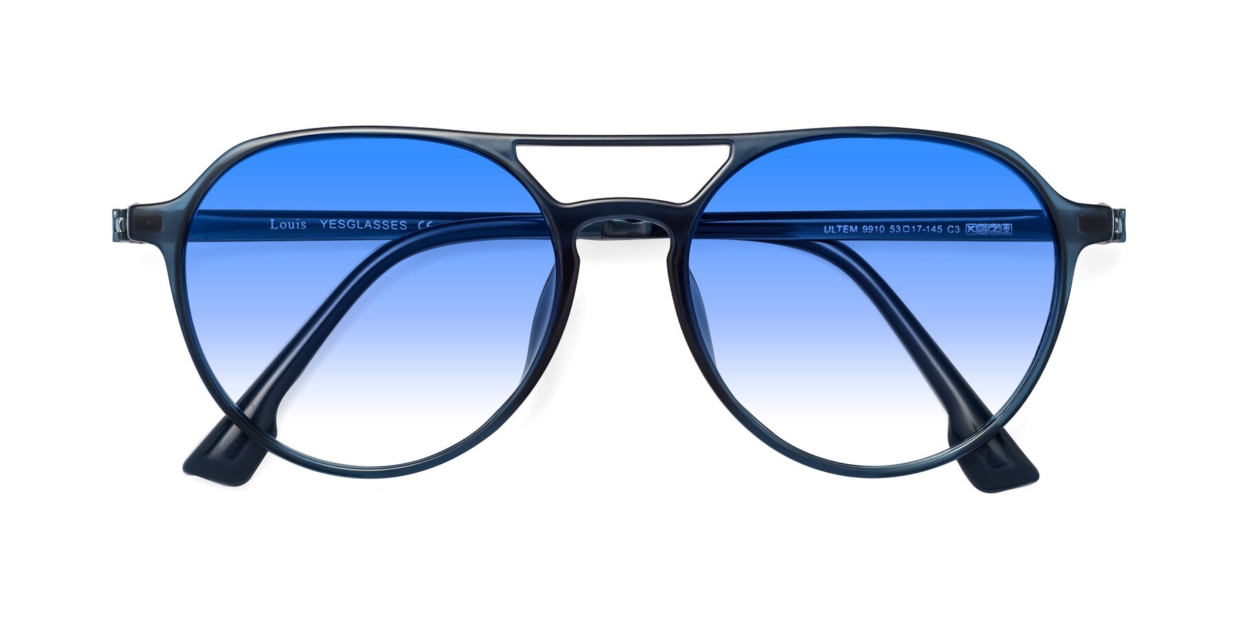 Folded Front of Louis in Blue with Blue Gradient Lenses