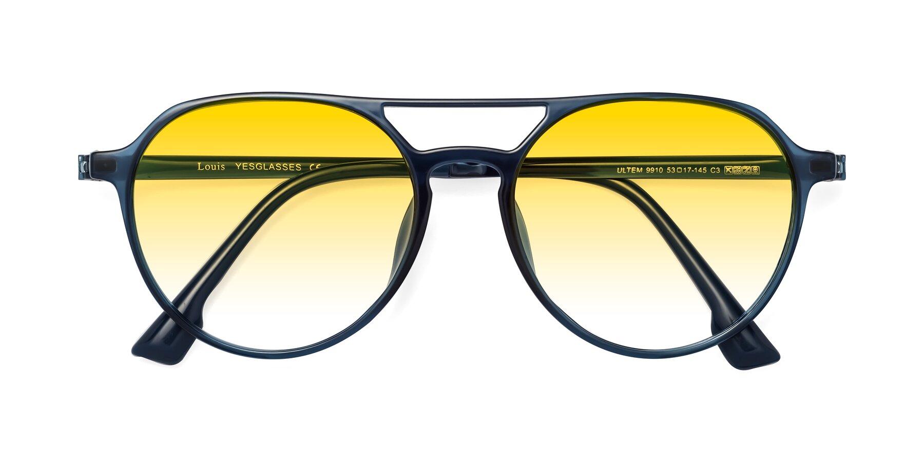 Folded Front of Louis in Blue with Yellow Gradient Lenses