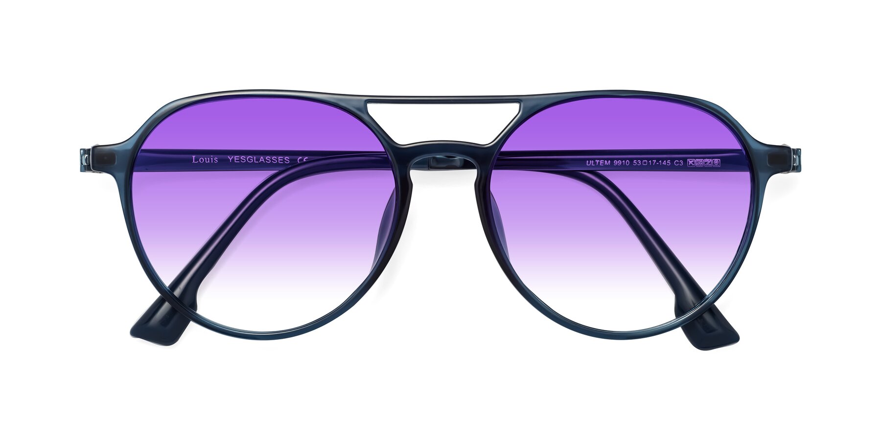 Folded Front of Louis in Blue with Purple Gradient Lenses