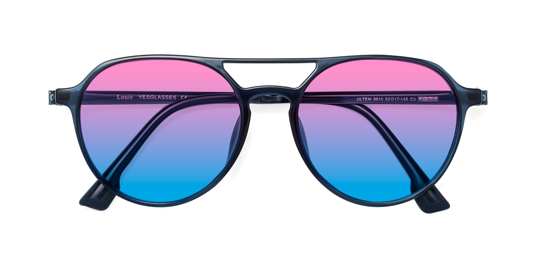 Folded Front of Louis in Blue with Pink / Blue Gradient Lenses